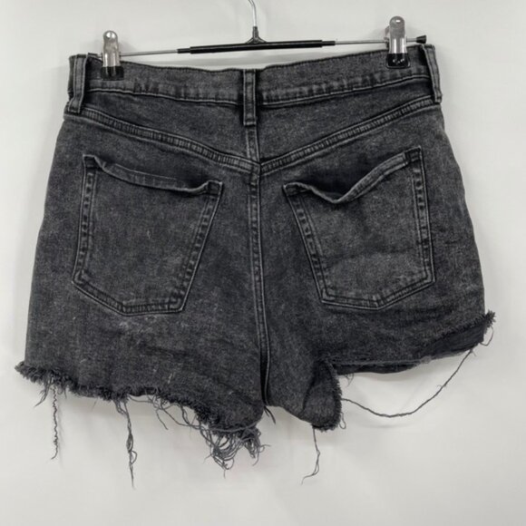 Old Navy Black Wash Denim Shorts Size 10 Higher High Rise Sky-Hi A-Line - Picture 5 of 8